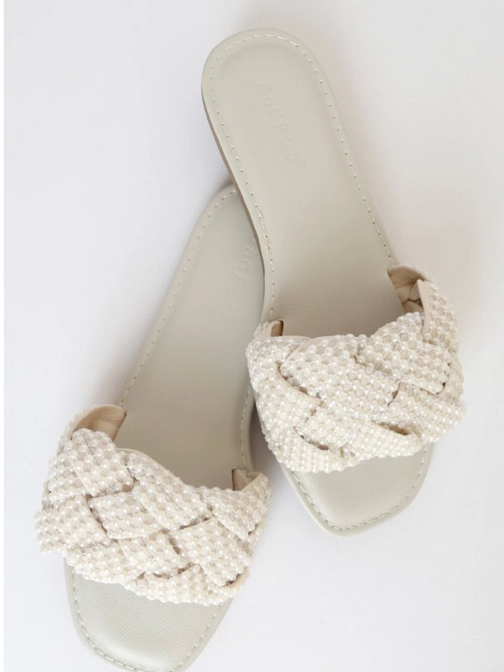 Pearl Braided Woven Sandals - Ivory